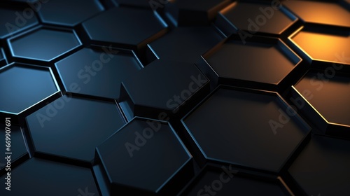 Abstract background with black and white hexagons. Futuristic technological concept