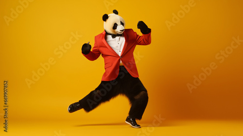 Photo of modern dancer panda guy dance