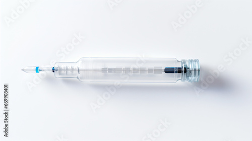 Plastic syringe on the white background photo