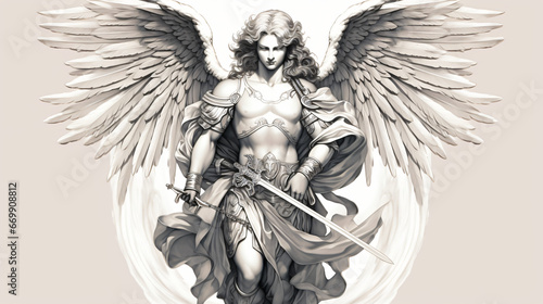 Archangel Michael in Neoclassical Style with Clean photo