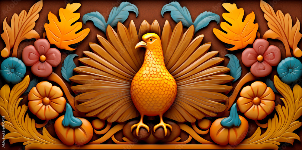 Fototapeta premium Ornate Bird with Floral Patterns