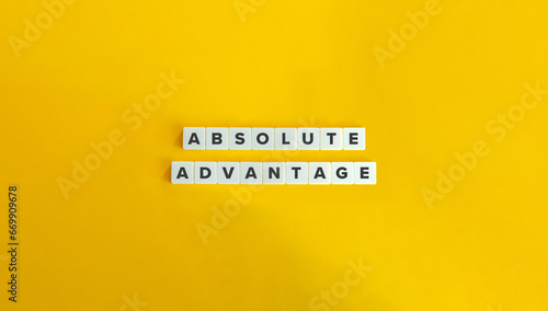 Absolute Advantage Economic Term. Letter Tiles on Yellow Background. Minimal Aesthetic.
