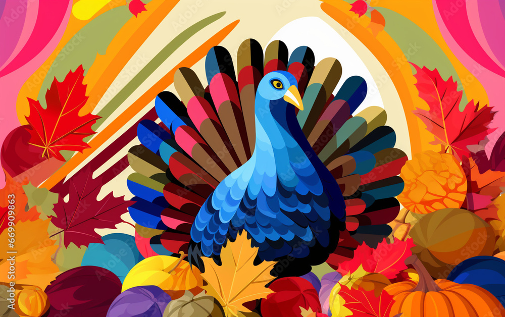 Vibrant Thanksgiving Peacock
