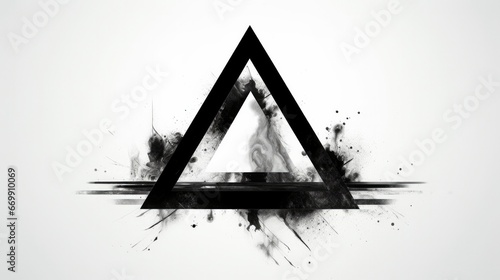 Futuritic triangle image in black and white colors and white background photo