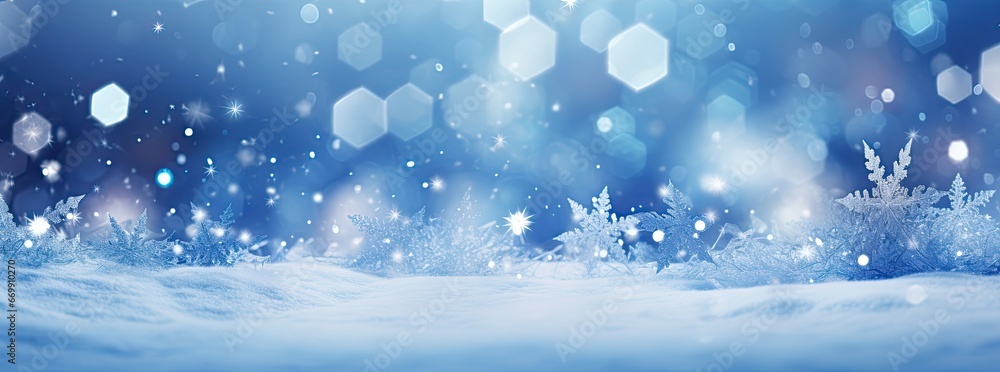 Naklejka premium blue christmas snowy background