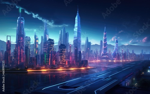 Neon Dreams in the Futuristic Cityscape