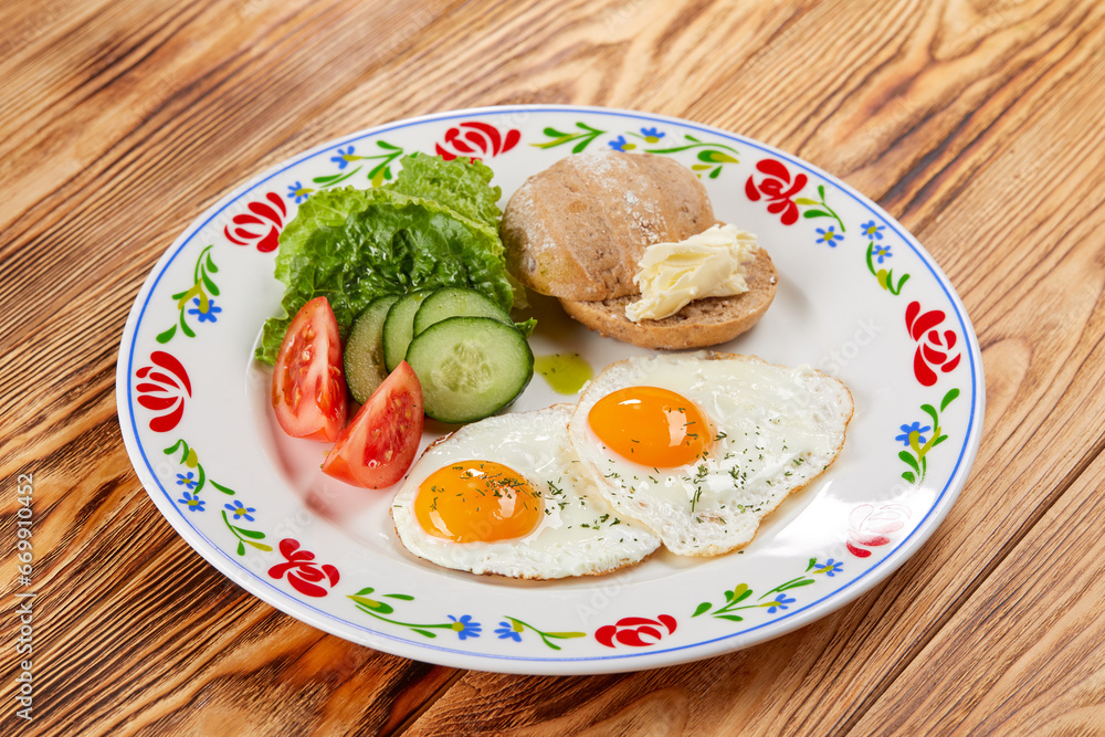 traditional breakfast on the wooden table traditional breakfast on the wooden table