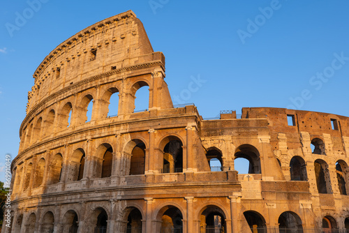 Ancient Colosseum In Rome At Sunset