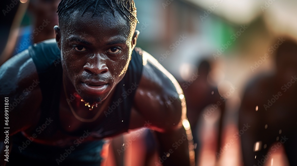 black athlete man running a race