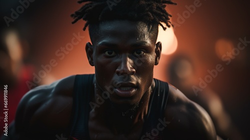 black athlete man running a race © Samuel