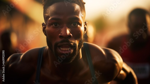 black athlete man running a race © Samuel