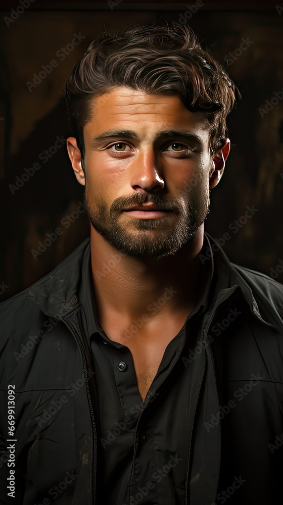 Multiple portrait of a handsome and muscular athlete. Model illustration. Generative AI Multiple portrait of a handsome and muscular athlete. Model illustration. Generative AI