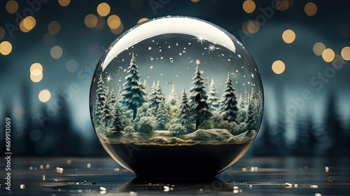 Empty Christmas snow globe. Christmas snow globe. Generative AI