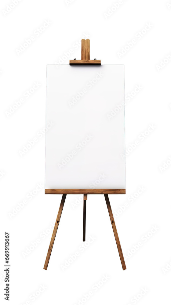 Easel sign mockup, white board, welcome sign isolated on transparent