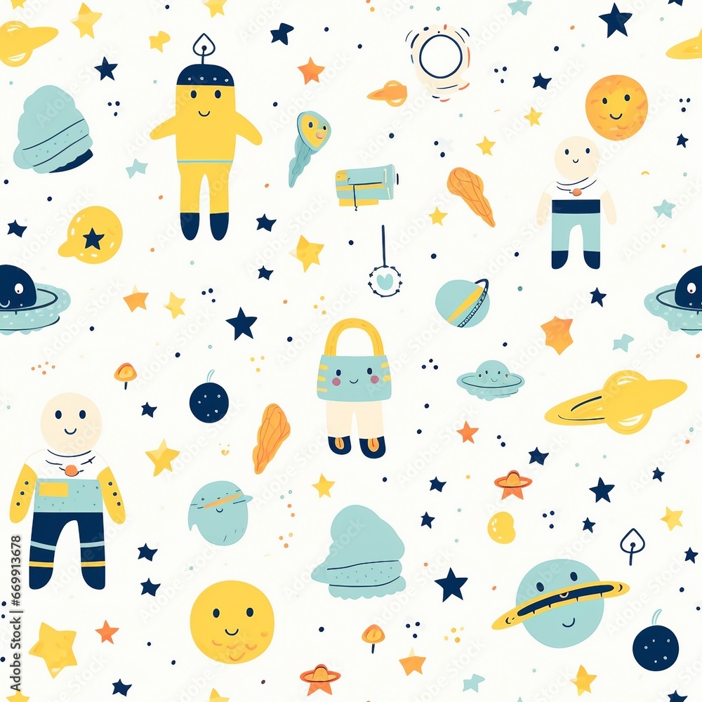 cartoon ufo seamless pattern Kid's Clothes and Cute Elements Digital Paper Design cartoon ufo seamless pattern Kid's Clothes and Cute Elements Digital Paper Design