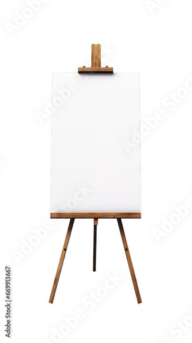 Easel sign mockup, white board, welcome sign isolated on transparent background, Generative ai.