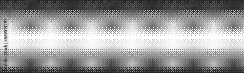 Monochrome pixel halftone gradient seamless pattern. Texture of squares with fading dithering. Vector retro illustration