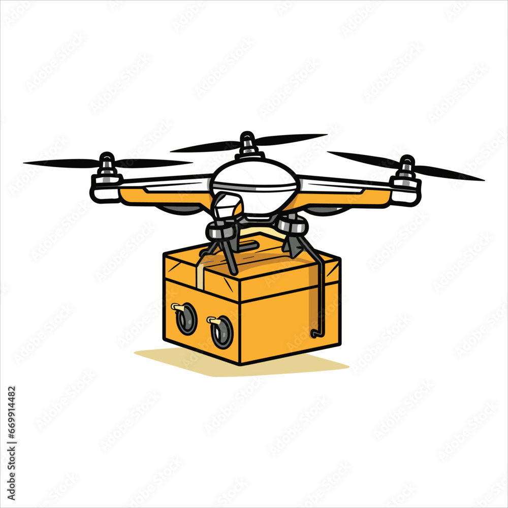 Drone icon logo template of flying drone with action camera vector illustration Drone icon logo template of flying drone with action camera vector illustration