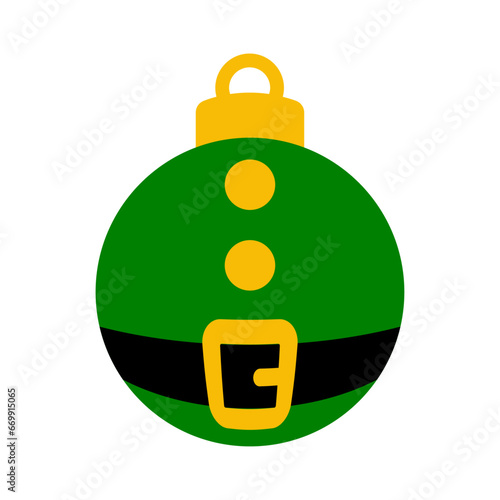 Tiempo de Navidad. Logo con traje de elfo de Santa Claus con forma de bola de navidad para su uso en invitaciones y felicitaciones