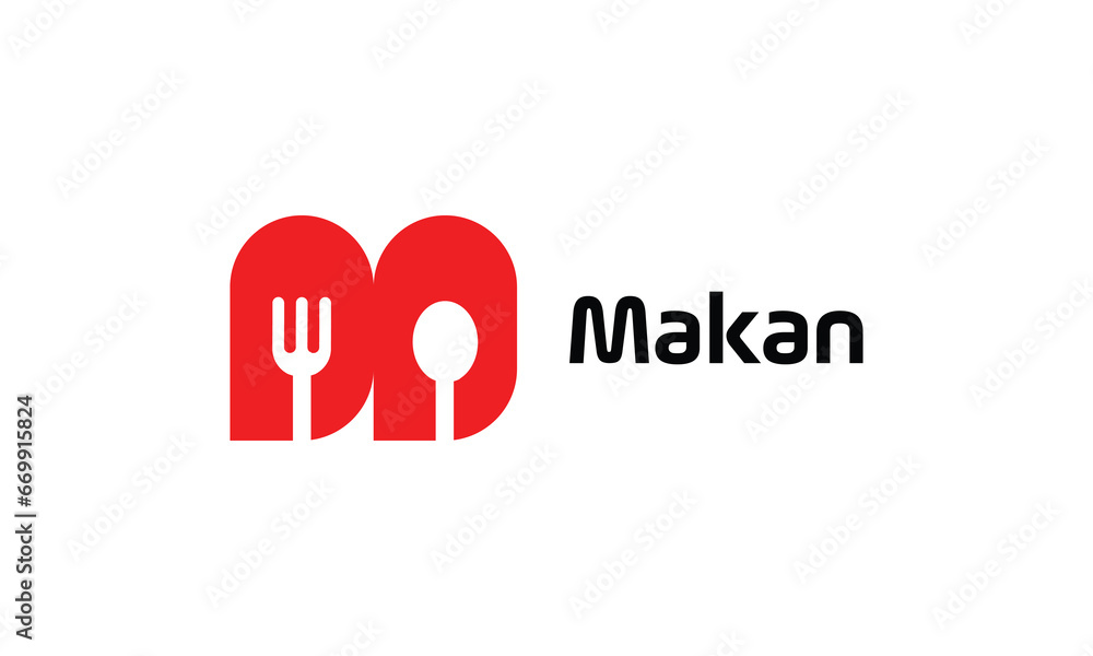 Fork button click logo vector cooking time food concept restaurant canteen chef cooking branding fast food
