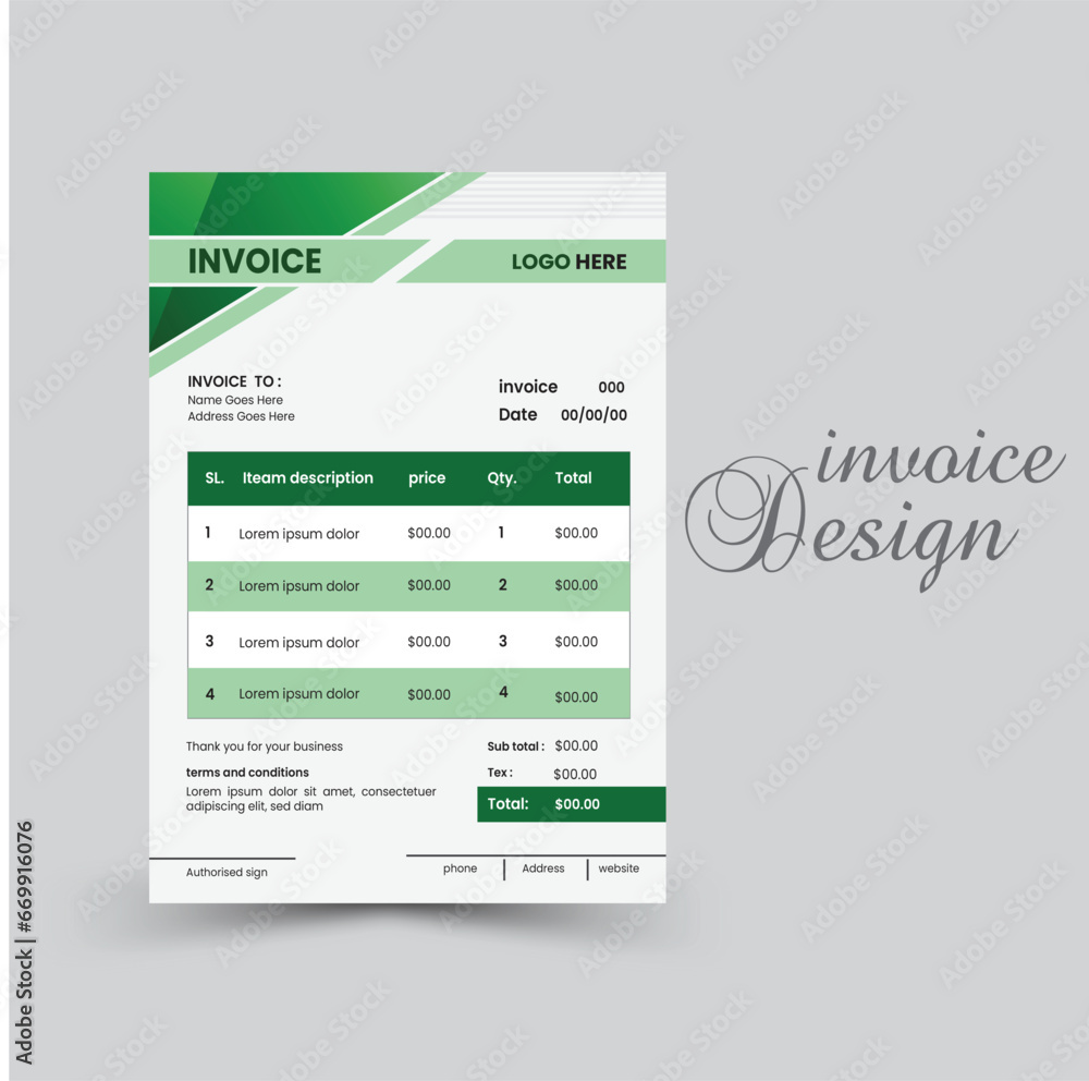 corporate business invoice design template.