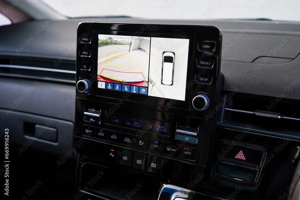 Rear view monitor for reversing system Car display and rear view camera parking assistant car navigation. Rear view monitor for reversing system Car display and rear view camera parking assistant car navigation.