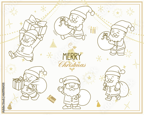 手描きサンタクロースキャラクターのクリスマスコレクション
