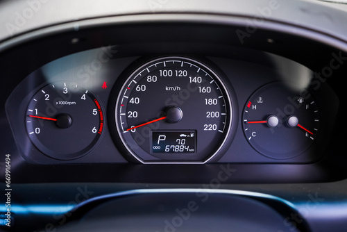 car​ instrument panel, car​ speed motor of​ night, car​ dashboard​ modern​ automobile control​illuminated panel​ speed display. photo