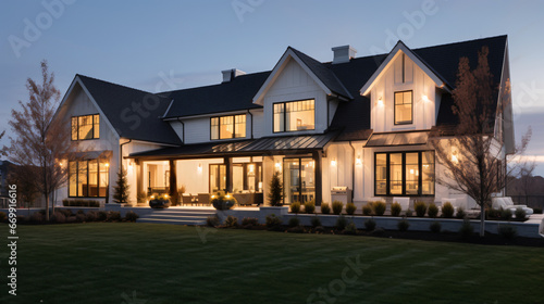 Beautiful modern farmhouse style luxury home exterior © Daniel