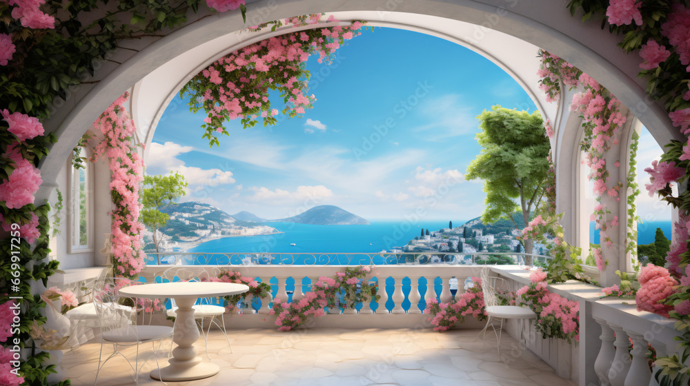 Beautiful view from the balcony on the Italian coast