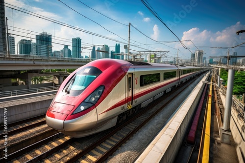 high speed train in bangkok city,Thailand.selective focus, The high-speed train in Bangkok, Thailand, AI Generated