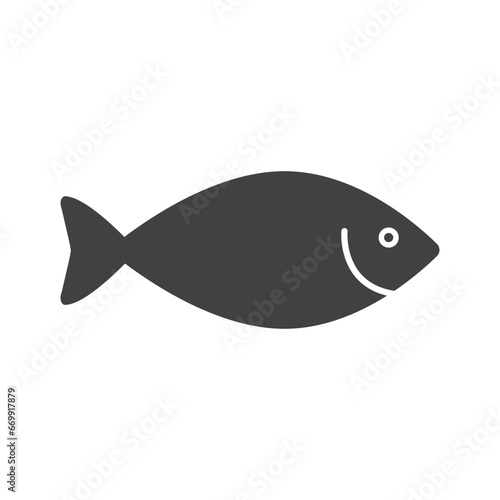 Fish icon, seafood or farm water animal isolated flat design vector illustration