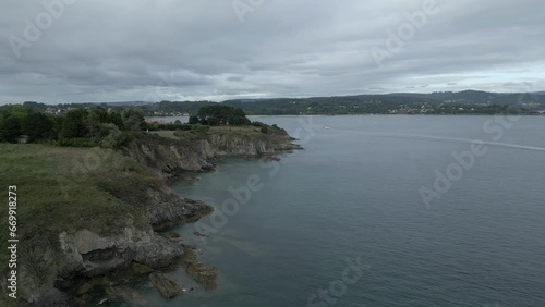 Wallpaper Mural Aerial drone's forward view of a cliffs landscape on the seaside. Ria de betanzos. Spain Torontodigital.ca