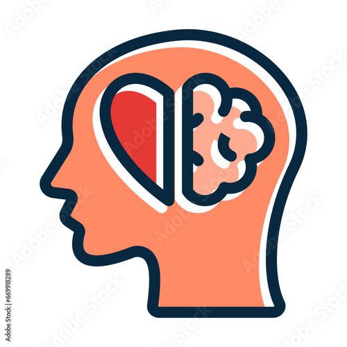 Emotional Intelligence Vector Thick Line Filled Colors Icon Design