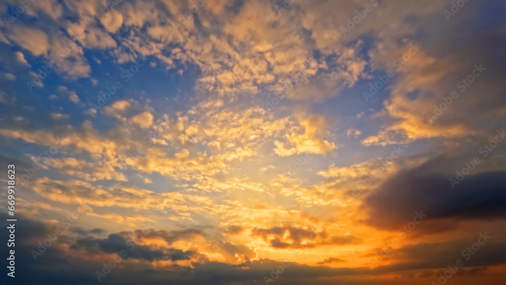 beautiful sunset gold clouds on the sky background - photo of nature