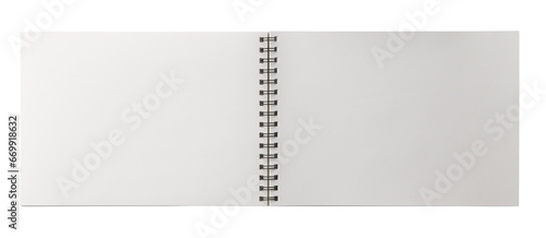 Open paper notebook with coil binding. Spiral bound journal. Realistic, photography, isolated on white background.