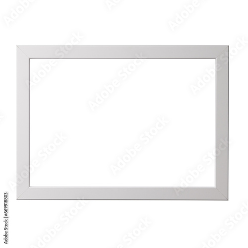 White blank picture frame, realistic horizontal picture frame. Empty white picture frame, mockup template isolated on white background.