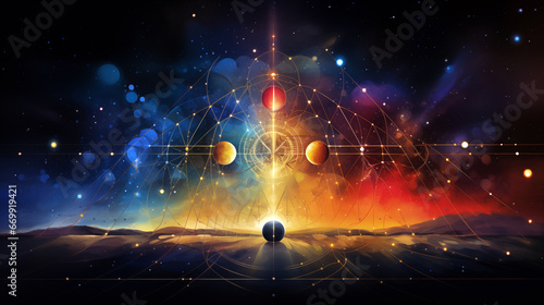 Futuristic background with space and planets. Vector illustration for your design. 