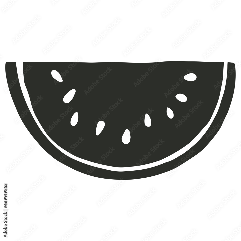 Sliced watermelon silhouette flat illustration Sliced watermelon silhouette flat illustration