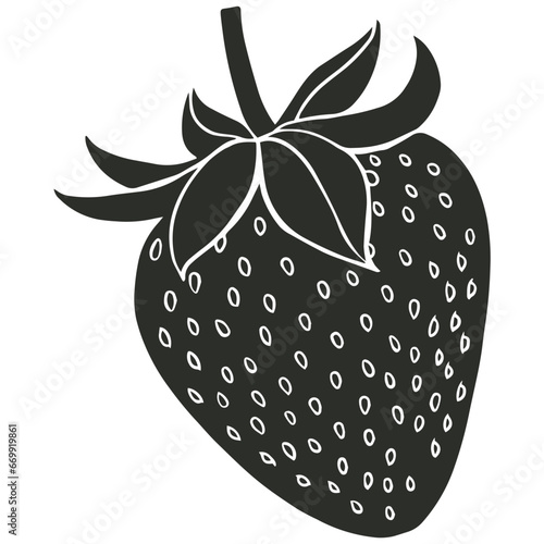Strawberry silhouette flat illustration