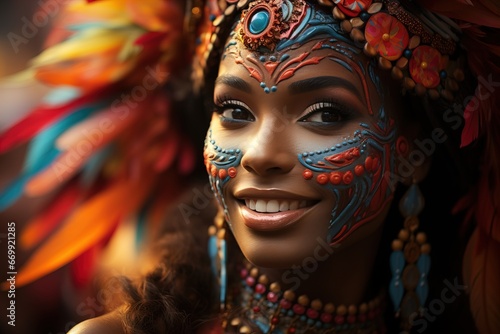 Portrait carnival woman face paint image