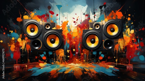 abstract music background with speakers