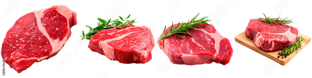 Juicy steak with rosemary on white background
