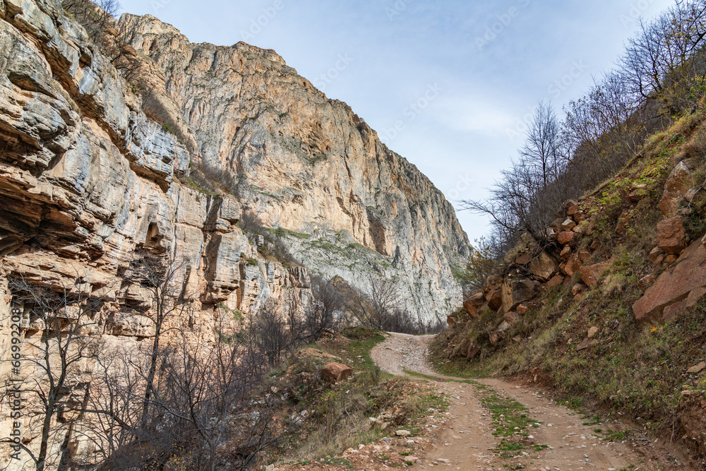 Dirt road in ancient canyon in northern Azerbaijan
