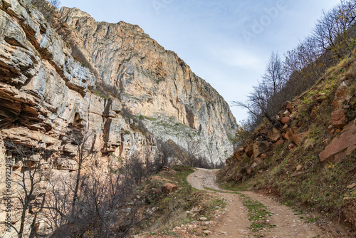 Dirt road in ancient canyon in northern Azerbaijan