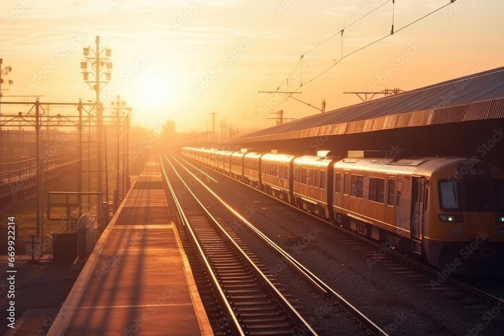 Early morning view of a train station