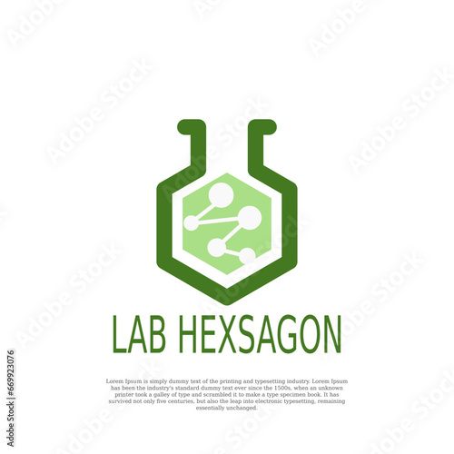 simple hexagon lab logo design template