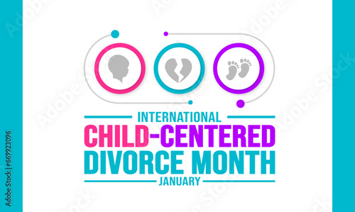 January is International Child-Centered Divorce Month background template. Holiday concept. background, banner, placard, card, and poster design template with text inscription and standard color.