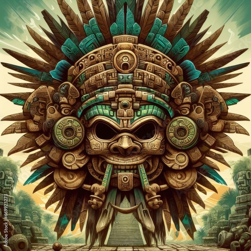 Mythology Mayas sculpture background