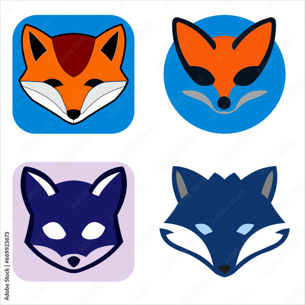 Fototapeta premium Orange blue fox on white background